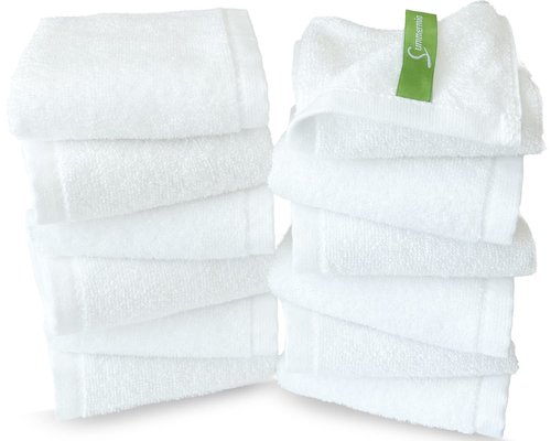 SUMMERMIA 12 Pack Washcloths 13" x 13" - Soft Wash Cloths for Your Face Towel, Viscose derived from Bamboo & Cotton Blend Wash Cloths for Your Body (White)