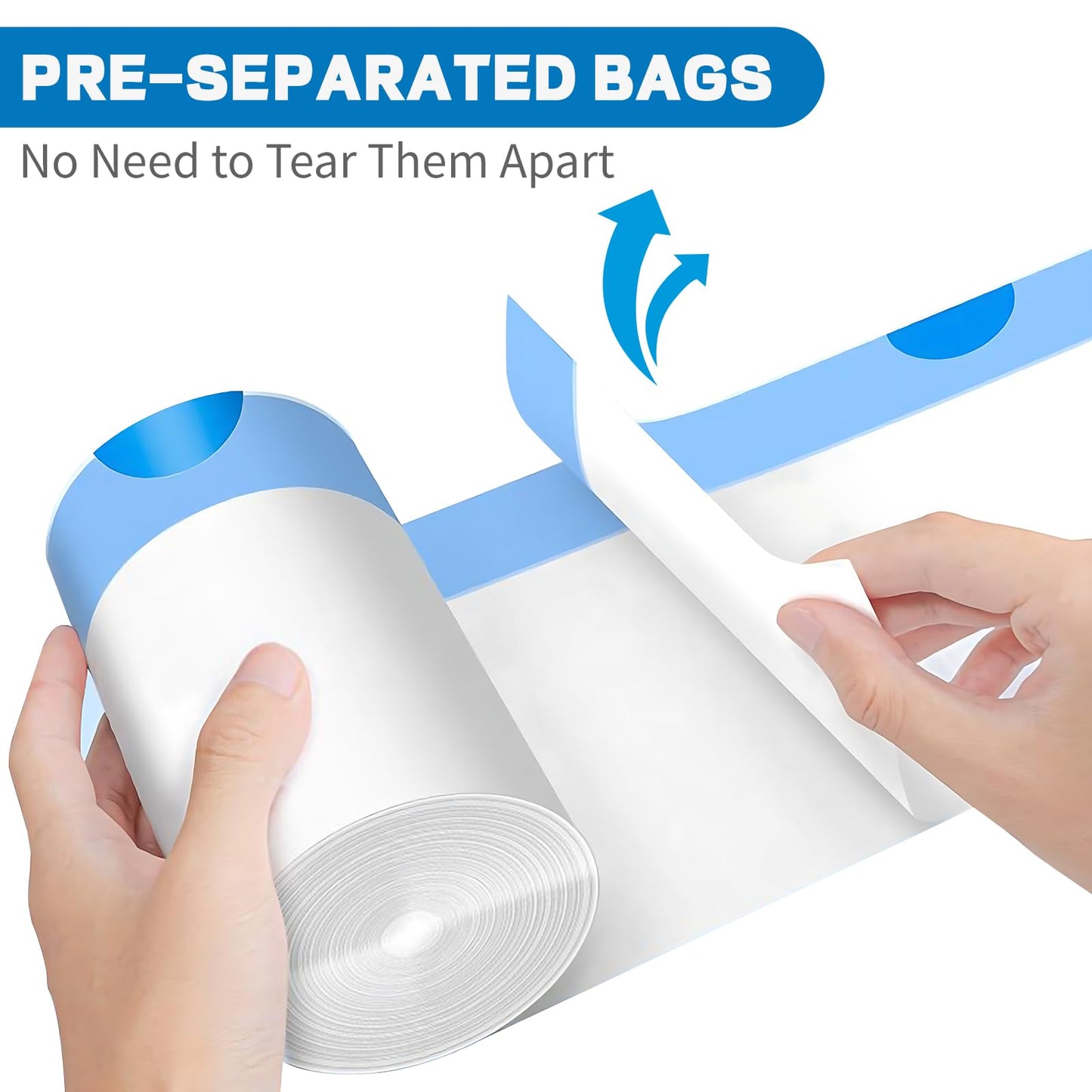 4 Gallon Trash Bags Drawstring, Small Trash Bags Tear-Free, 4 Gal Unscented White Small Garbage Bags, Separated Thick Plastic Wastebasket Liners for Toilet Home Office and Bedroom, 60 Count