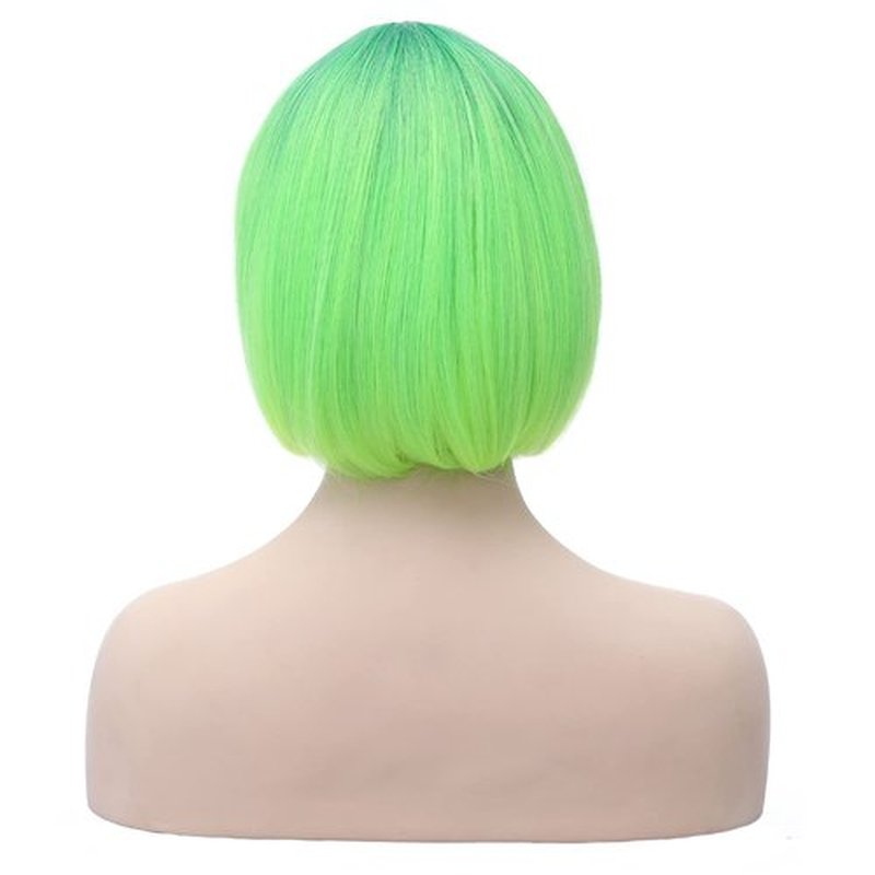 PATTNIUM 12 Inches Green Bob Wig Short Green Wig Lime Green Bob Wig with Bangs for Women and Girls Heat Resistant Synthetic Bob Wig (Green)