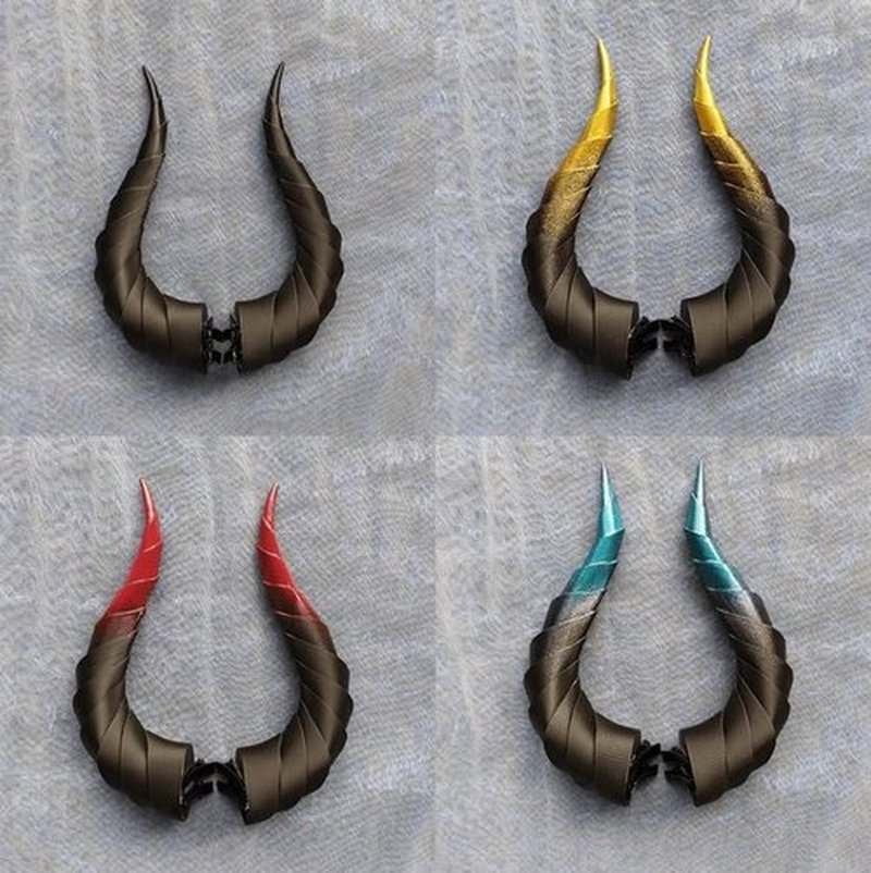 Dark Gothic Devil Horns Ghost Sheep Horn Hair clips Headwear Costume Halloween Cosplay Anime Hair Accessories Women Men (black, S)