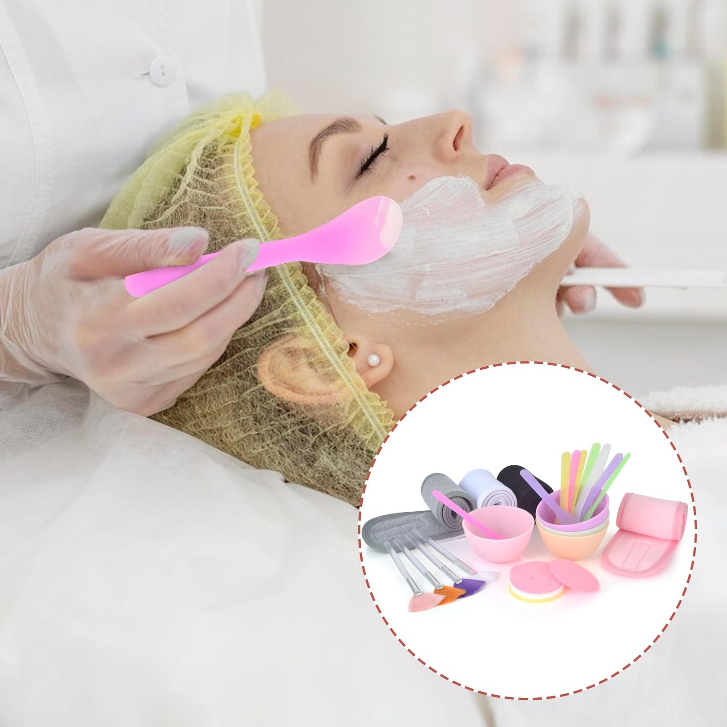 Esthetician Supplies for Facials Set 4 silicone facial bowls esthetician 4 Facial Headbands Esthetician 15 compressed facial sponges 10 facial spatula estheticians 4 Facial Mask Fan Brushes