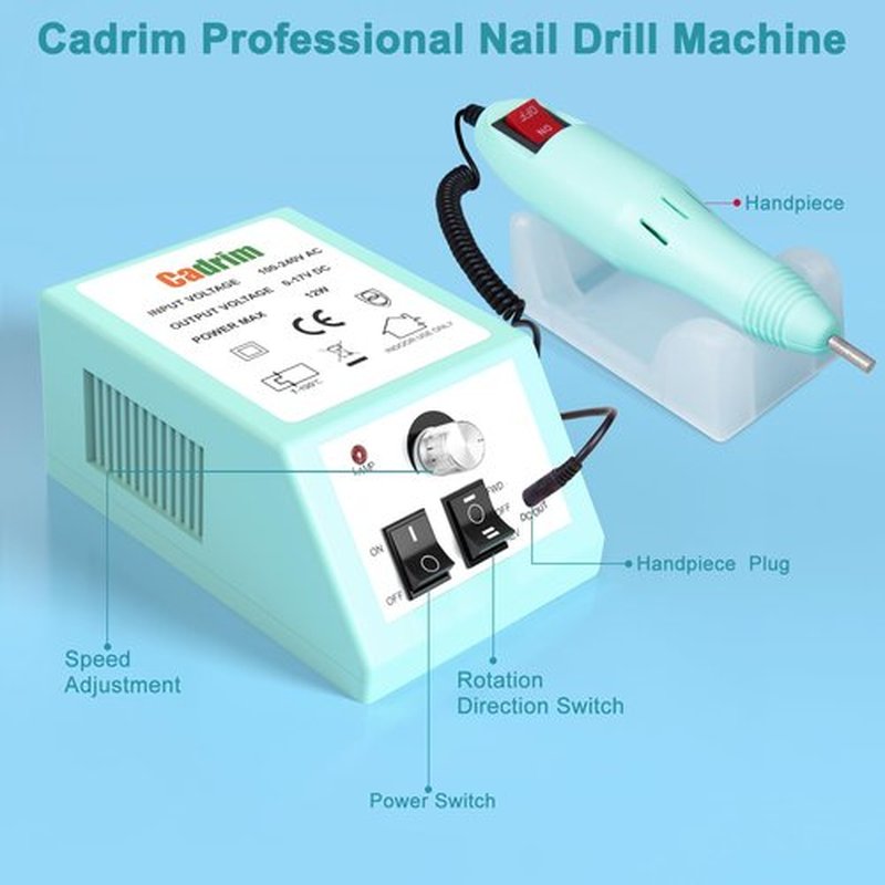 Electric Nail Drill, Cadrim Nail Drill Machine, Nail Electric Drill for Acrylic Nails Gel Nail Glazing Nail Drill Nail Art Polisher Sets Glazing Nail Drill Fast Manicure Pedicure, Green