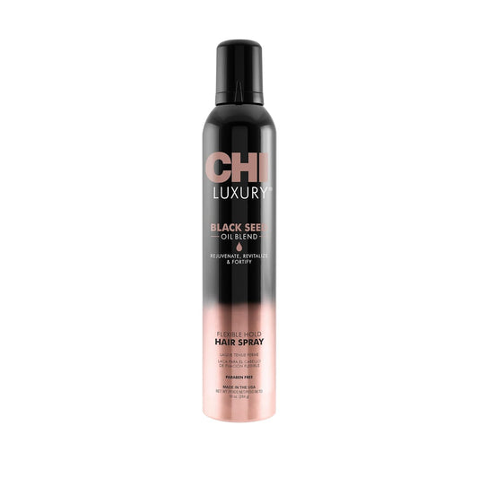 CHI Luxury Black Seed Oil Flexible Hold Hairspray, Adds Hair Texture & Volume, Natural Hold, Sulfate, Paraben & Gluten-Free, 10 Oz