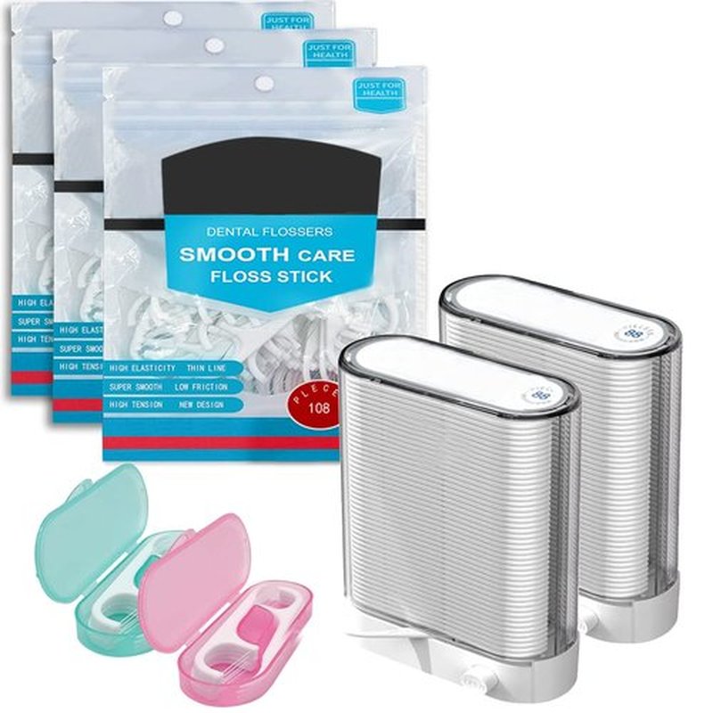 Dental Floss Holder,Pop-up Floss Box Automatic Tooth Picks Flossers Dispenser,Portable Tooth Picks Flossers Box and Flossers for Adults,Floss Pick Holder,with Refill and Travel Case