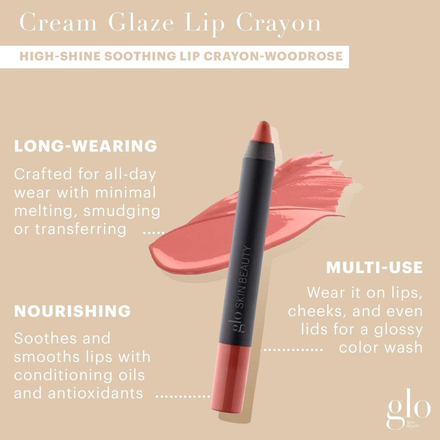 High Shine Glo Skin Beauty Cream Glaze Lip Crayon - Intense Color & Long-Lasting (Chiffon)