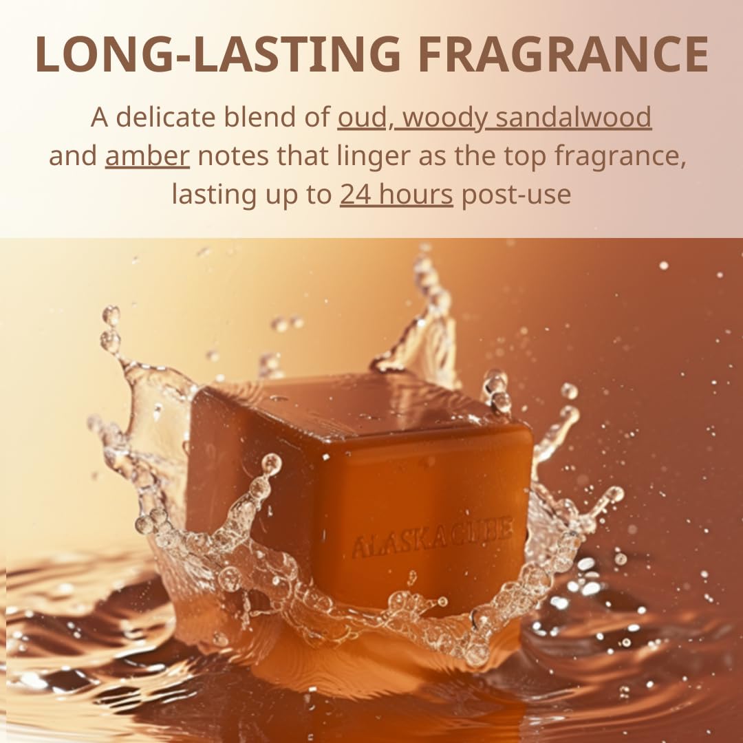 Alaskacube Deo Wood Shower Bath Soap Bar Luxurious Sandalwood Woody Long Lasting Scent Rich Foam for Face and Body (Pack of 3)|Body Wash, Shampoo, Deodorant for men women Bundle Value Set (Sandalwood)