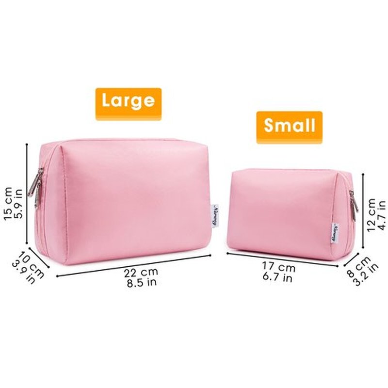 Large Makeup Bag Zipper Pouch Travel Cosmetic Organizer for Women (Large, Pink)