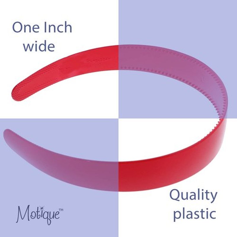 One Dozen 1 Inch Red Plastic Headbands with Teeth (Motique Accessories)