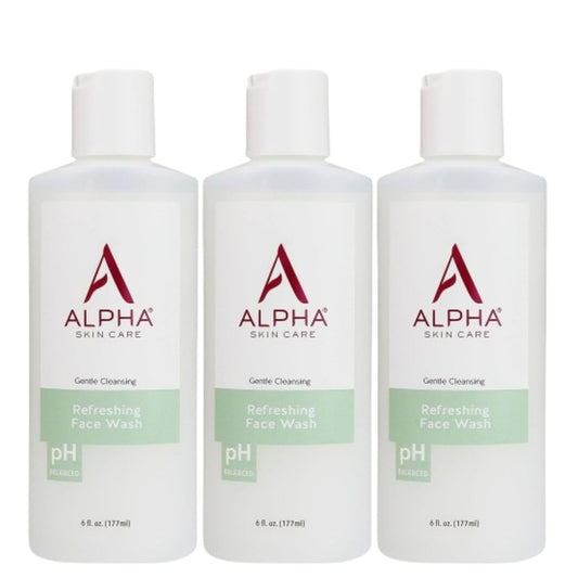 Alpha Skin Care Refreshing Face Wash, Gentle Soap-Free Formula, Citric AHA, Cleanses, Purifies, Tones & Restores pH, All Skin Types, Removes Make-Up & Oil, Anti-Aging Ingredients, 6 Oz, Pack of 2