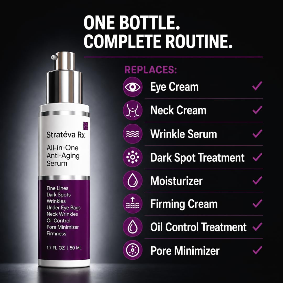 LeVaye Strateva RX Advanced Anti-Aging Serum For Men – Vitamin C, Niacinamide, Natural Retinol, Hyaluronic Acid & Peptides – Targets Wrinkles, Fine Lines, Dark Spots, Dark Circles & Enlarged Pores