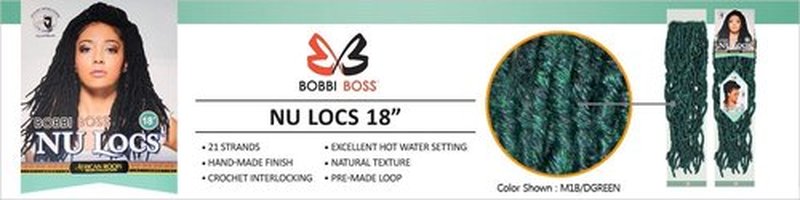 Bobbi Boss Synthetic Hair Crochet Braids African Roots Braid Collection Nu Locs 18" (6-PACK, M1B/27)