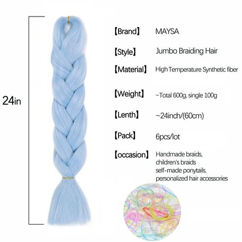 Maysa Jumbo Braiding Hair Extensions 24in Baby Blue Braiding Hair Pre stretched 6Packs Soft Synthetic Hair for Braiding #Light Blue