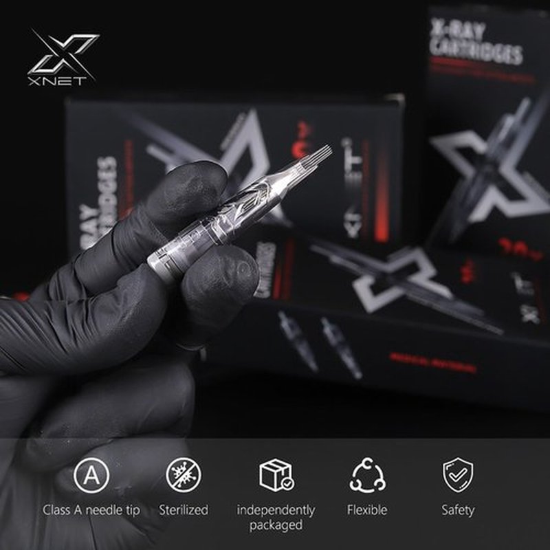 Xnet X-RAY #08 Bugpin 9RM Tattoo Cartridges 20pcs Disposable 0.25mm 9 Curved Magnum Needles for Professional Tattoo Artists Permanent Makeup Tattoo Supplies