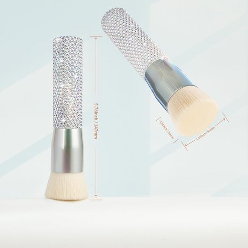 DUcare Rhinestone Foundation brush Diamond Bling Makeup Tanning Brush Flat Top Kabuki Brush, Synthetic Professional Liquid Blending Mineral Powder Makeup Tools