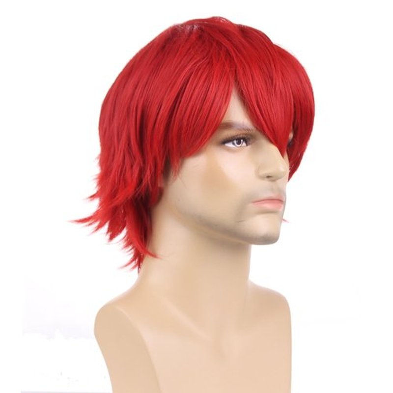 RightOn 12 Inches Red Wig Short Red Costume Wig Red Wigs for Man and Woman Cosplay Party