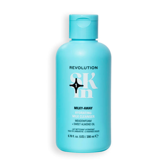 Revolution Skin, Milky-Away Meadowfoam & Sweet Almond Oil Hydrating Milk Cleanser, Face Wash for Makeup Removal, For All Skin Types, Vegan & Cruelty-Free, 6.76 fl oz