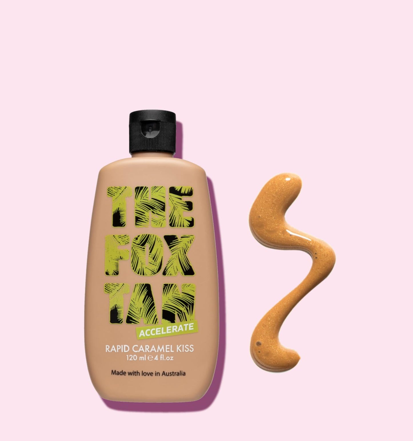 The Fox Tan Rapid Caramel Kiss, Natural Tanning Accelerator For Deeper & Darker Tans, Delivers an Instant Tint & Glow, Vegan & Cruelty Free, 120 mL