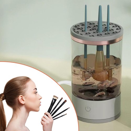 Beauty Swirl Cosmetic Brush Cleaner, 2025 New Automatic Makeup Brush Cleaner, Portable Electric Makeup Brush Cleaner (Transparent (Plug-in Model))
