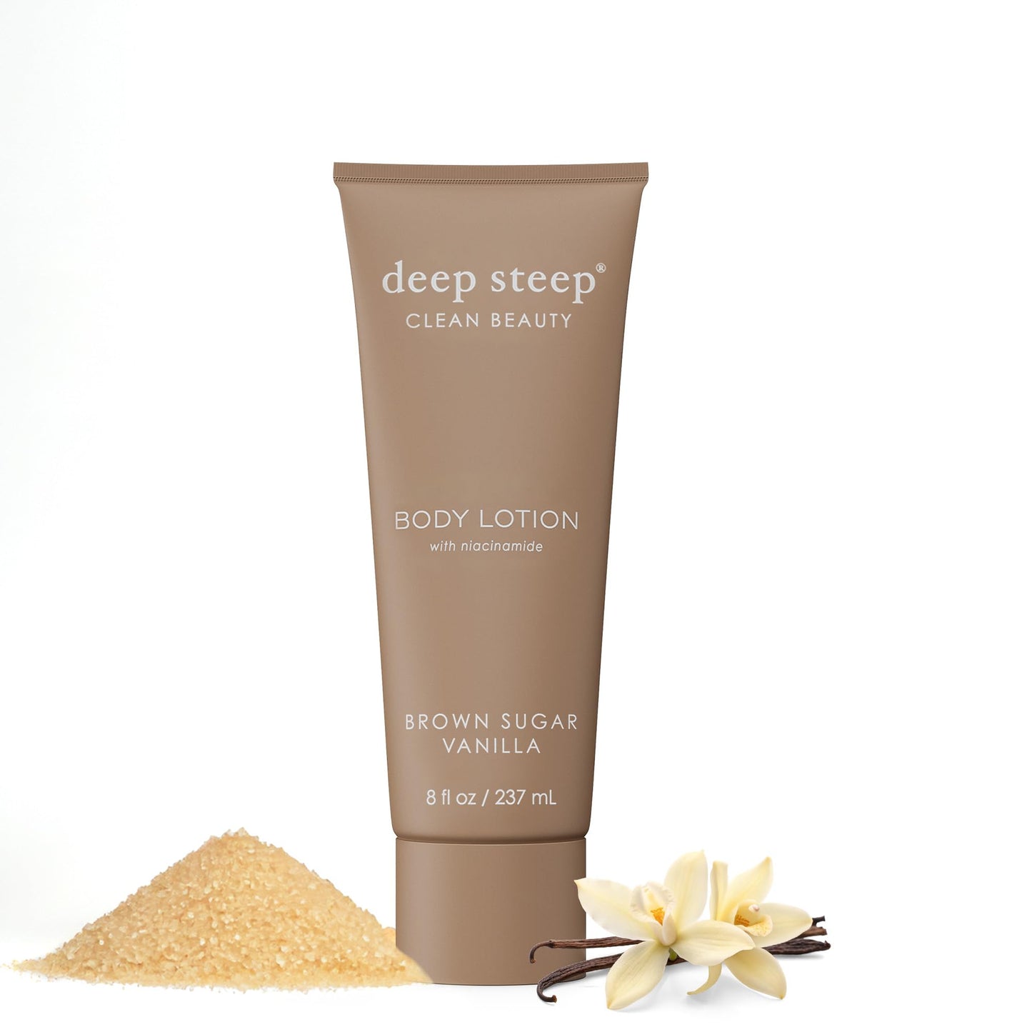 Deep Steep Body Lotion, Brown Sugar Vanilla, 8 oz – Moisturizer with Coconut Oil, Shea Butter, Argan Oil, Aloe Vera & Niacinamide – Vegan, Clean Beauty, Daily Skin Hydration