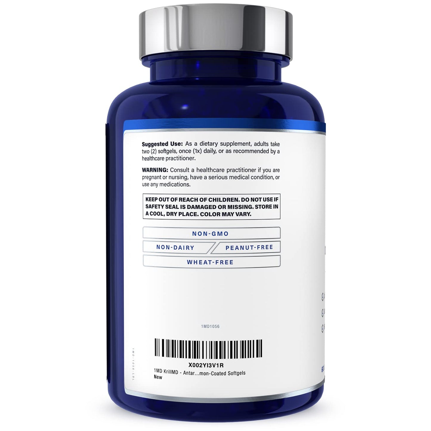 1MD Nutrition KrillMD - Antarctic Krill Oil Omega 3 Supplement with Astaxanthin, EPA, DHA | 2X More Effective Than Fish Oil | 60 Softgels