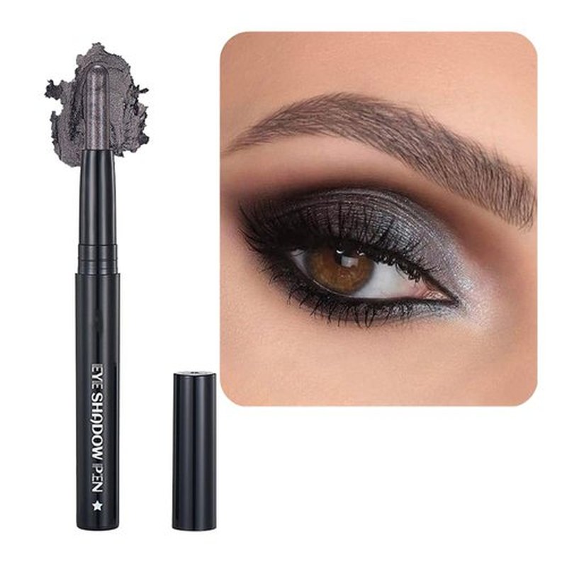 SAUBZEAN Dark Gray Eyeshadow Stick Makeup, Cream Shimmer Eye Shadow Pencil, Hypoallergenic Waterproof Long Lasting Crayon, Smooth Glitter Primer Palette Eyeliner Make up