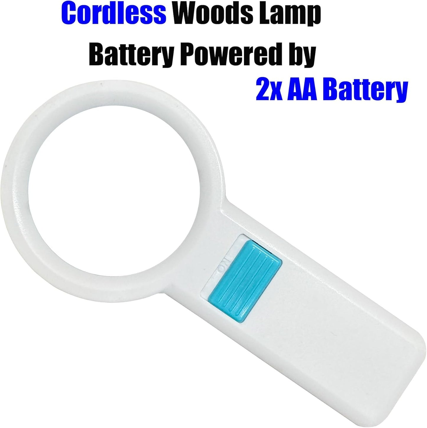 Cordless Wood's Lamp for Ringworm Detection | 5X Magnifying LED Light - Battery Powered, Black