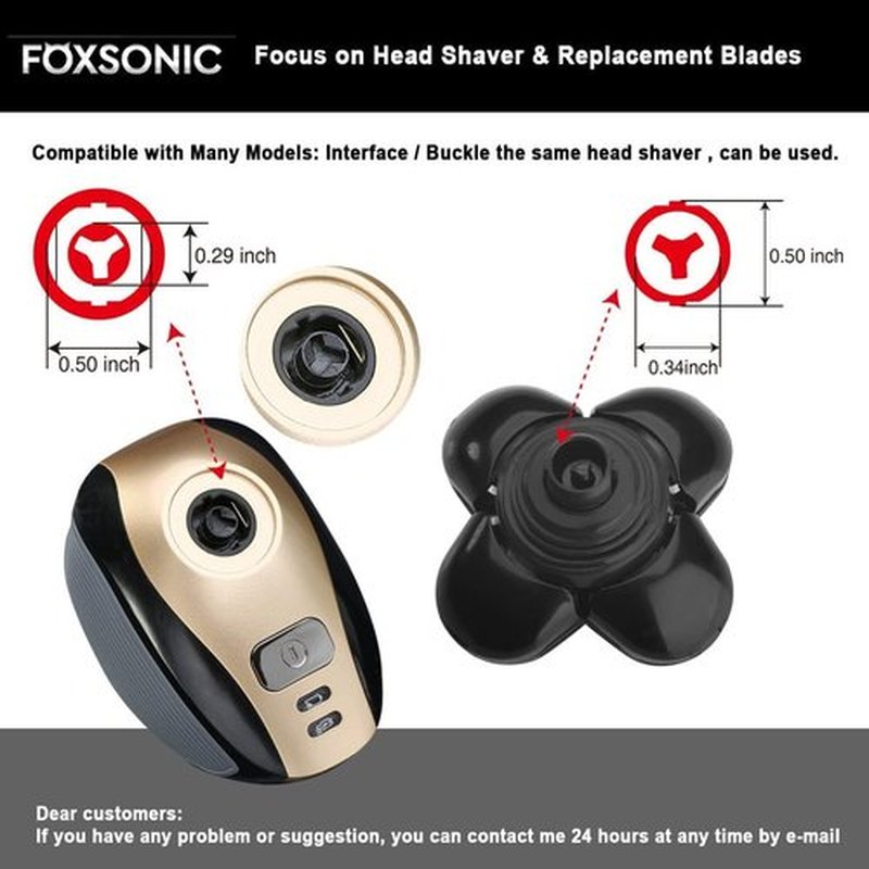 FOXSONIC 2 Universal 5 Blades Head Shaver Replacement Heads for Head Shaver, Head Shaver Replacement Blades