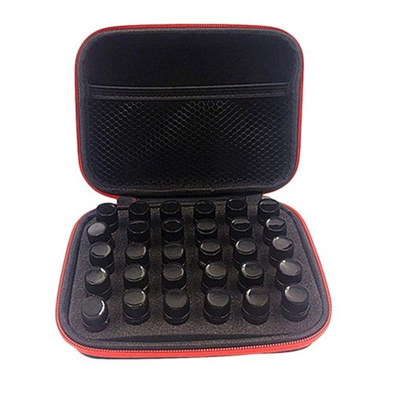 DHXYZZB myonly Essential Oils Carrying Case Holds 30 Grids for 1-3ML Roller Bottles Storage Organizer Bag Hard Shell for Home, Travel, and Presentations(Rose red)