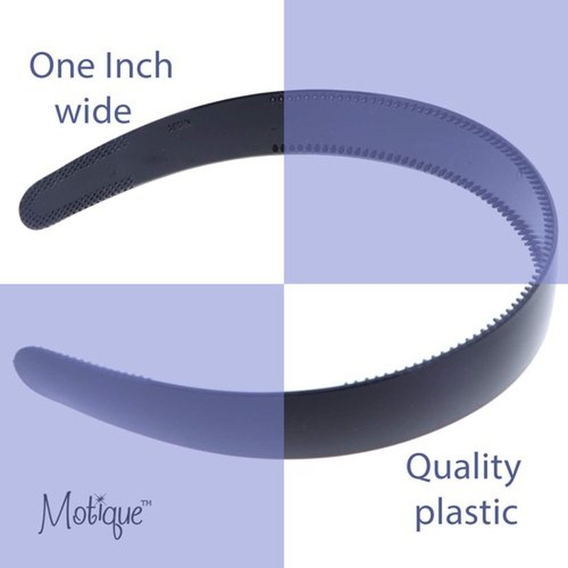 One Dozen 1 Inch Navy Plastic Headbands with Teeth for Women andGirls (Motique Accessories)
