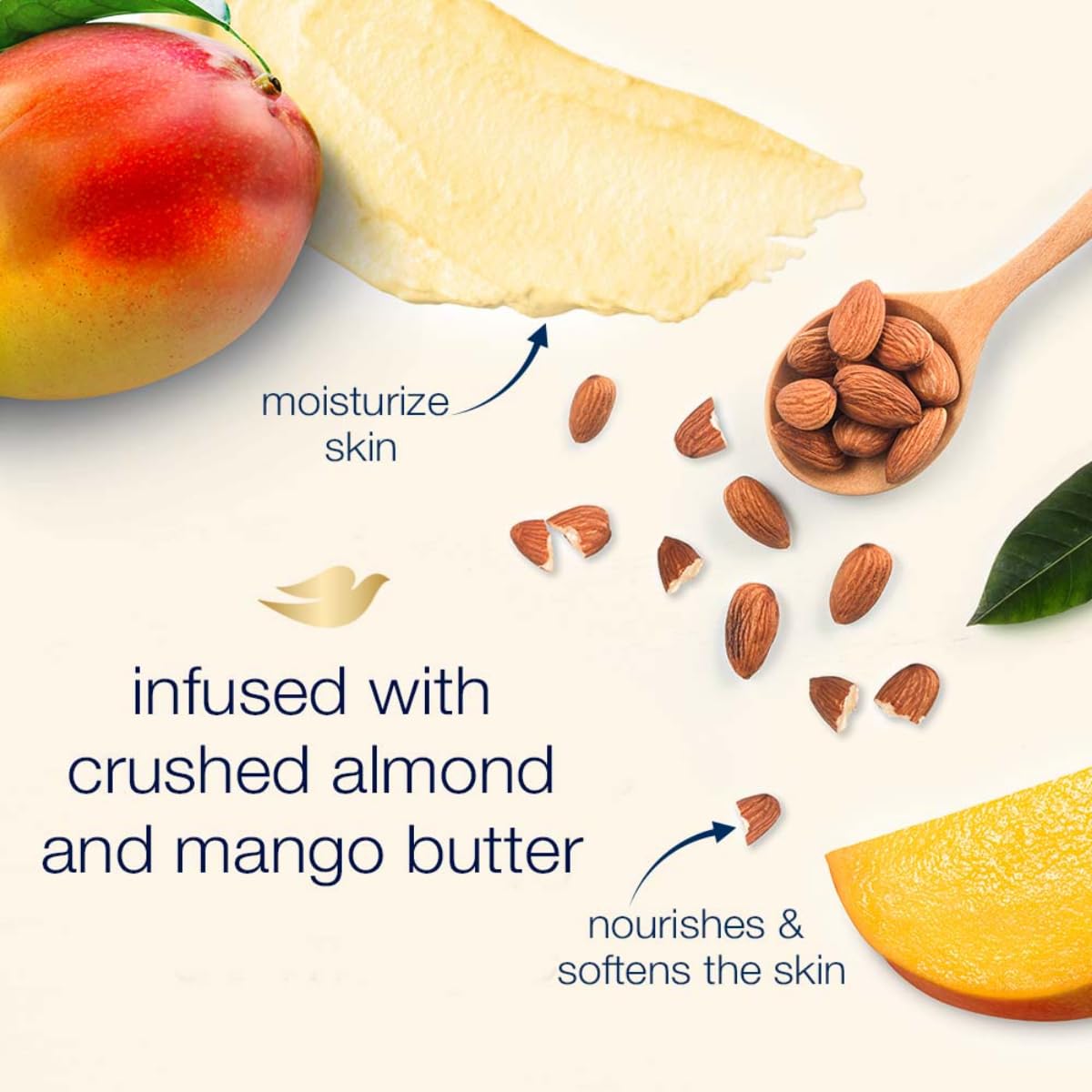Dove Exfoliating Body Polish Scrub with Almond & Mango Butter - 10.5 oz (4 Count) for Dry Skin