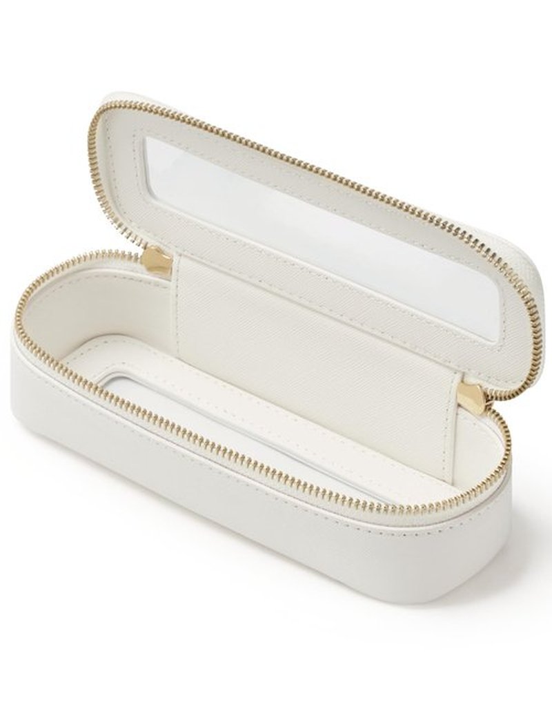 Popvibe Slim Makeup Brush Bag Travel Clear Toiletry Bag for Women Cute White Make Up Bag for Traveling Cosmetic Bag Organizer Waterproof Tansparent Beauty Makeup Case