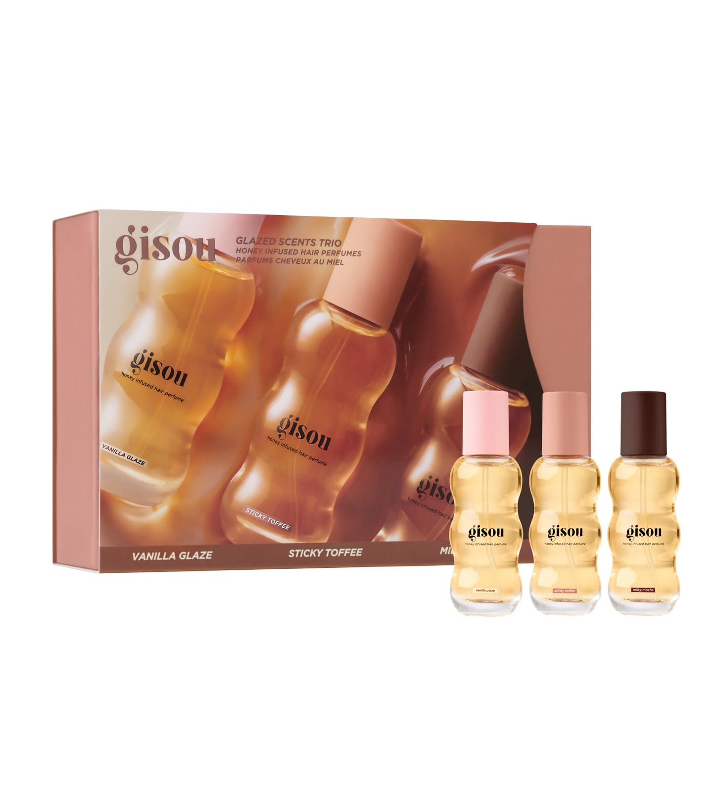 Gisou Glazed Scents Trio – Honey Infused Hair Perfume Minis Gift Set with Fall-Inspired Scents for Long-Lasting Shine & Hydration