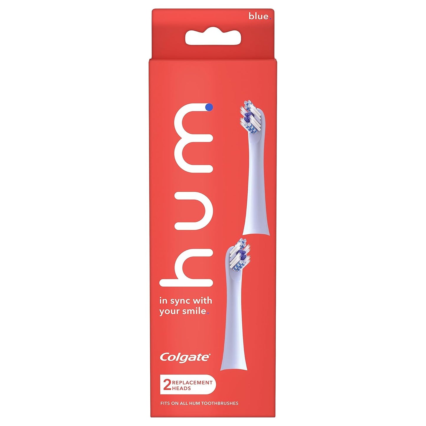 Colgate Hum Connected Smart Battery Toothbrush Refill Head, Blue, 2 Pack