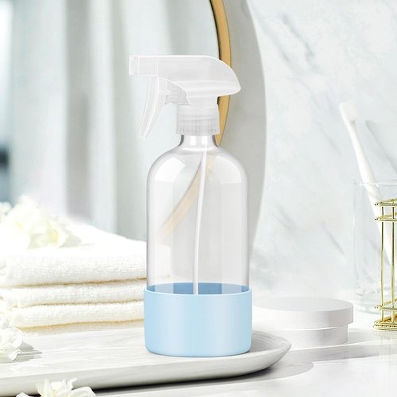 Rionisor Glass Spray Bottles with Silicone Sleeve Protection, Empty 16 oz Refillable Containers, Reusable Spray Bottles with Adjustable Nozzle for Hair, Cleaning Solutions, Essential Oils 1 Pack Blue