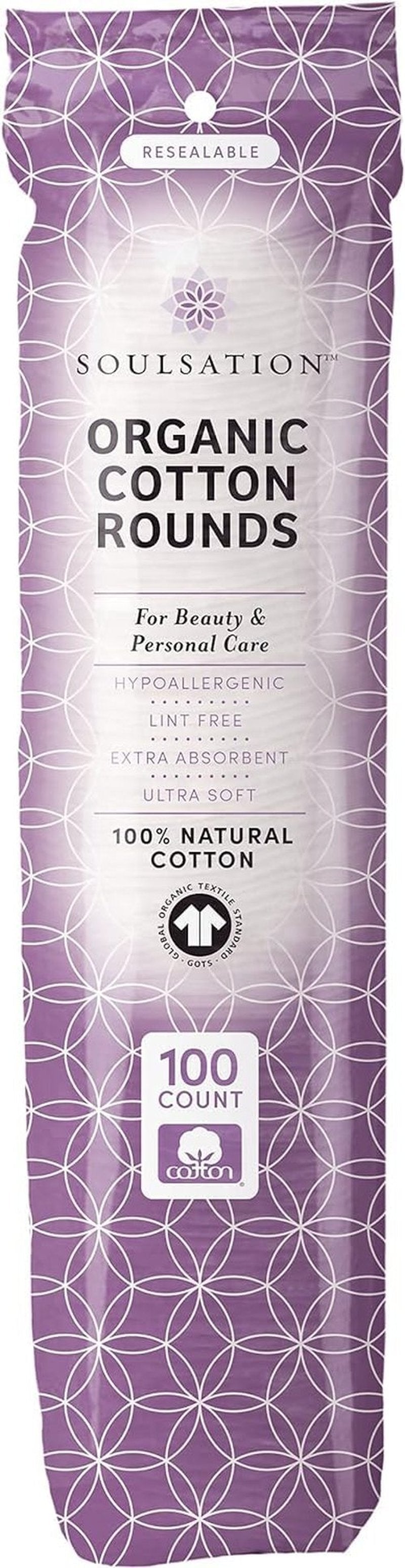 SoulSation Organic Cotton Rounds, Bulk 1200 Count - Makeup Remover Pads for Face, Lint-Free