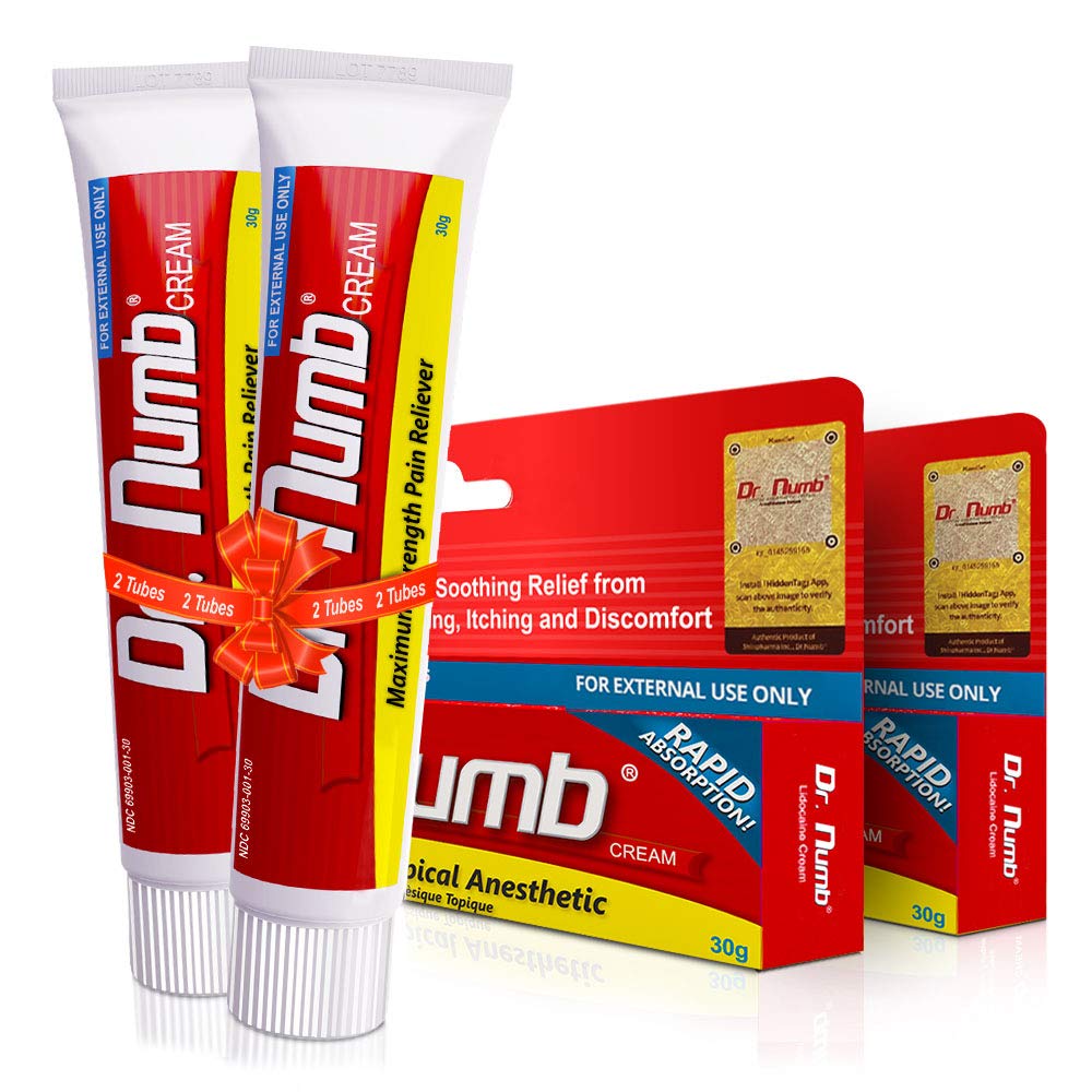 Dr. Numb 5% Lidocaine Numbing Cream, Fast-Acting Maximum Strength Topical Anesthetic Pain Relief Burn Itch Numb Cream with Vitamin E for Hemorrhoid Treatment, Local and Anorectal Uses - 30g 2 Pack