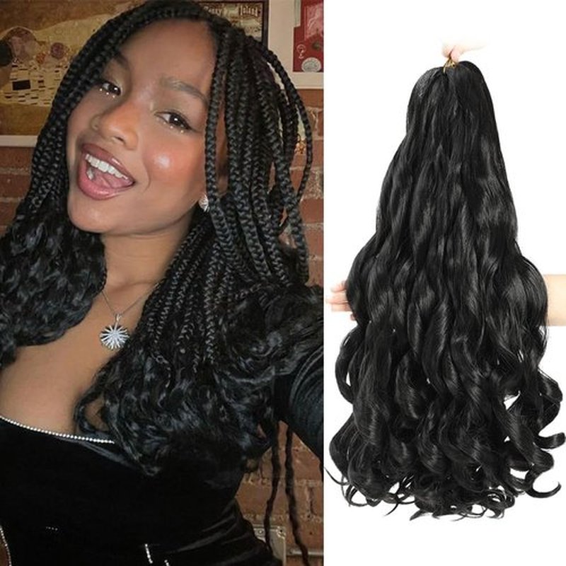 French Curly Braiding Hair 10 Inch 8 Packs - Pre Stretched Bouncy Braiding Hair- Loose Wavy Braiding Hair Synthetic Hair Extensions For Black Women (10 inch 8 packs 1B)