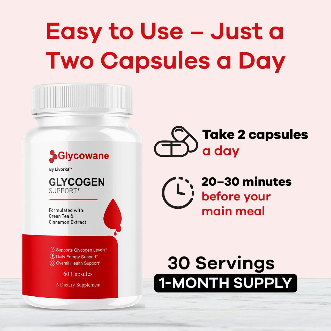 (2 Pack) Glycowane Capsules - Official Glycowan Advanced Glycogen Support Pills, All Natural Glycowane Supplement Maximum Strength Vitamin Health & Wellness Reviews, 120 Capsules for 1 Months