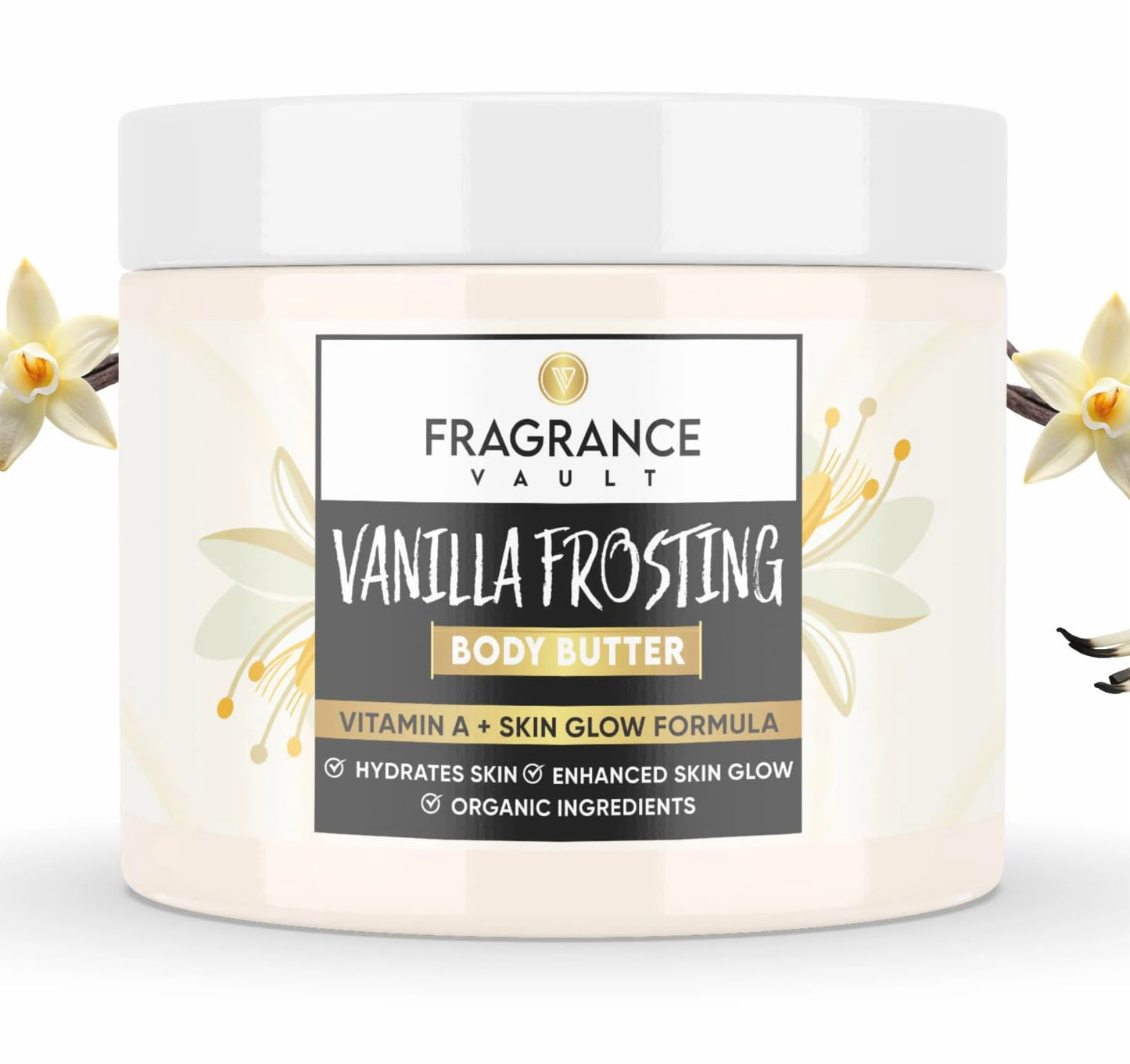 FragranceVault Body Butter Vanilla - Vitamin A for Dry Skin,Skin Repair, & Hydrated Skin - Body Cream Moisturizer, Body Lotion, Vanilla Body Butter - 7 oz.