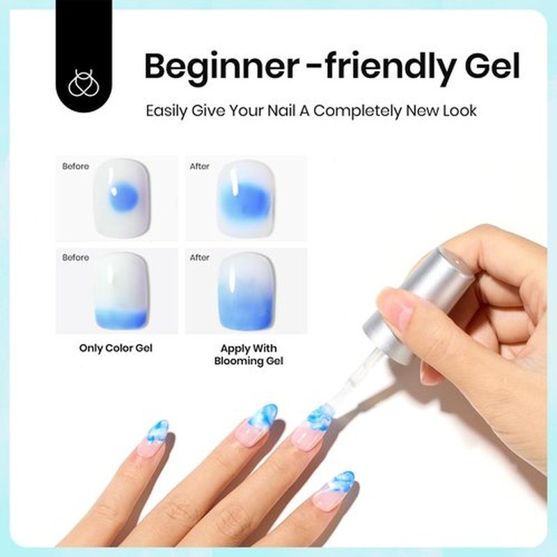 Beetles Nail Blooming Gel, 20ml Large Capacity Hema Free Clear UV LED Blossom Gel Polish for Spreading Effect Marble Natural Stone Watercolor Floral Print Soak off Nail Gel DIY Manicure Gift for Women