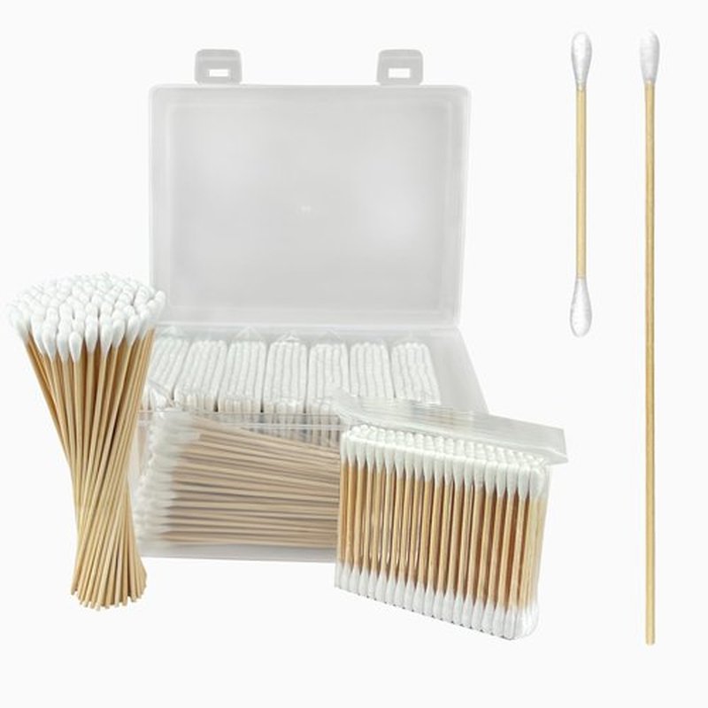 Organic Bamboo Cotton Swabs Set - 1000 Pcs (800 Cotton Swabs for Ear + 200 Long Cotton Swabs), Biodegradable Cotton Buds for Ear Cleaning, Makeup, and Pet Care - Includes Travel Case