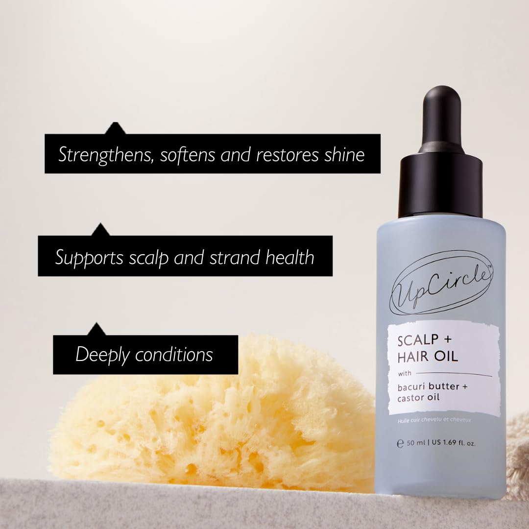 UPCIRCLE Scalp + Hair Oil 50ml – Targets Dryness + Damage - Bacuri Butter Restores + Repairs + Rosemary Oil Promotes Hair Growth - Vegan + Cruelty-Free