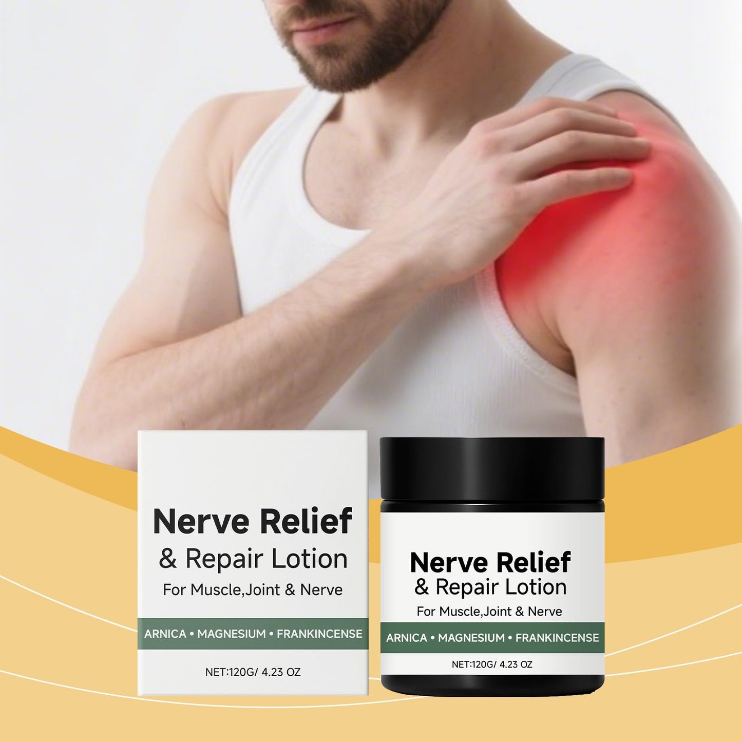 2Pcs Nerve Cream, Neuropathy Lotion with Arnica & Magnesium for Knee, Natural Soothing for Joint, Lumbar, Neck, Hand and Foot.