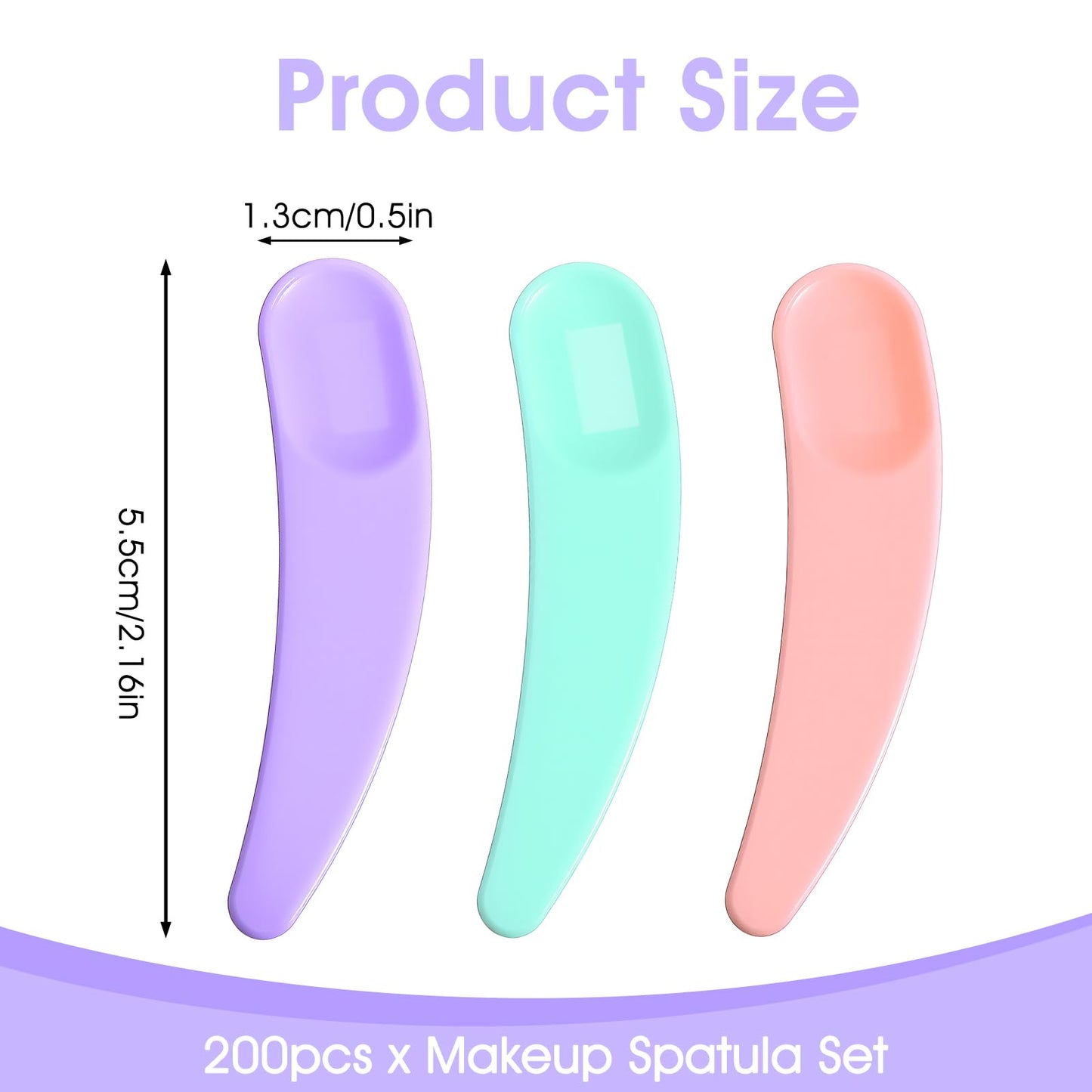 Ajcotahm 200 Pcs Mini Spatula for Cosmetics, Plastic Makeup Spatulas Mini Disposable Skincare Scoop Spatula for Cosmetics Facial Cream Mask Mixing and Sampling (Purple Pink Blue)