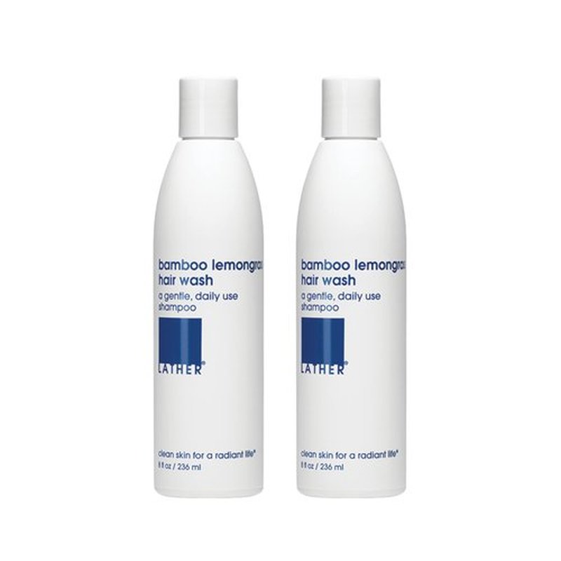 LATHER Bamboo Lemongrass Shampoo - Lightweight & Non-Greasy Hair Wash Formula - Gentle Moisturizing Shampoo for All Hair Types - Sulfate Free - 8 Fl Oz Bottles (Pack Of 2)