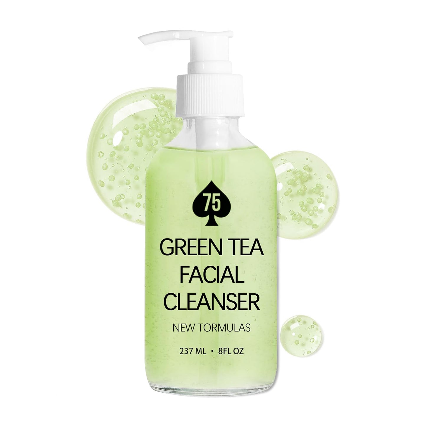 75 Green Tea Face Wash, Hydrating Facial Cleanser with Vitamins A, C, E, and Kale Extract, Gentle Facial Cleanser for Women, Vegan, pH-Friendly, Water-Based for All Skin Types, 237ML/8 oz