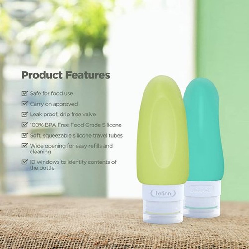 Dot&Dot Leak Proof Travel Bottles for Toiletries - 4 Pack Silicone Travel Toiletry Bottles - Travel Shampoo and Conditioner Bottles with TSA Quart Bag - 2 oz Travel Size Bottles