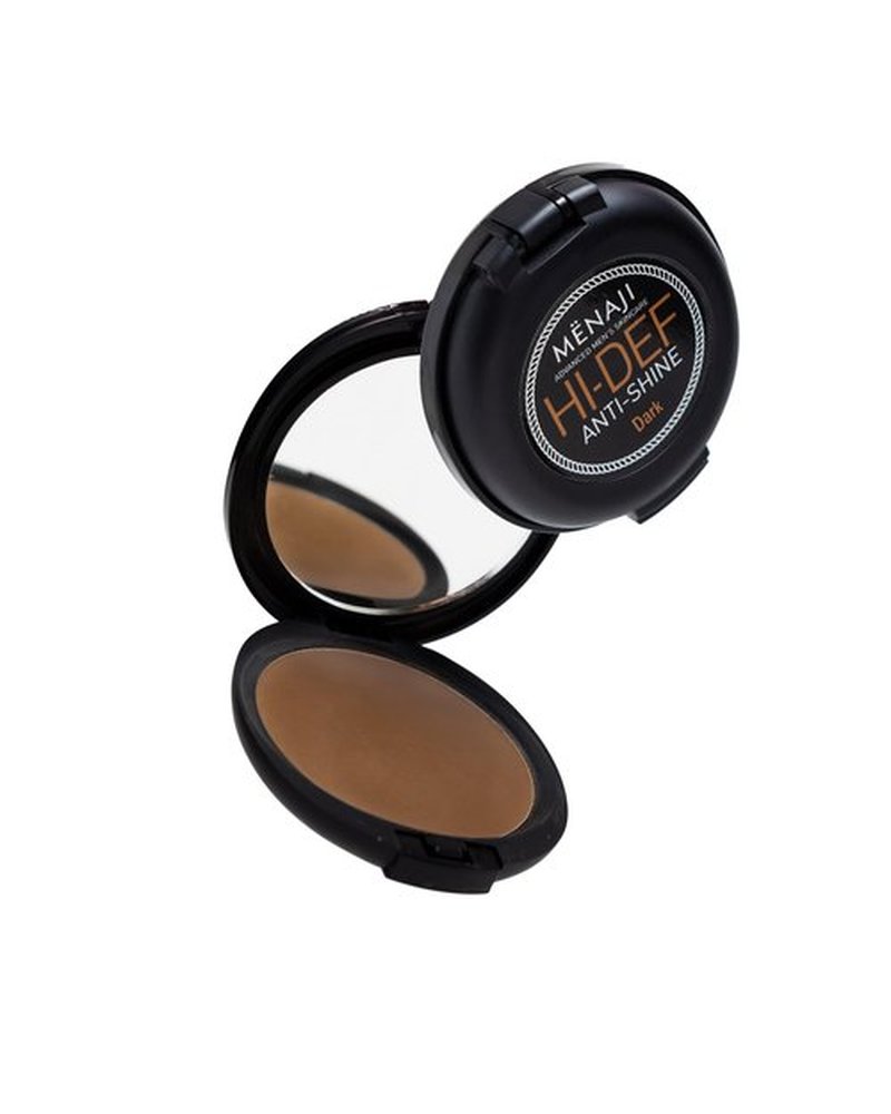 MËNAJI Anti-Shine Powder (HDPV) - Anti-Shine Face Make-Up for Men - Undetectable Full Coverage - Natural Looking Makeup - Mens Makeup - Mens Concealer- Mens Cosmetics - Contains Vitamin C & E - Dark