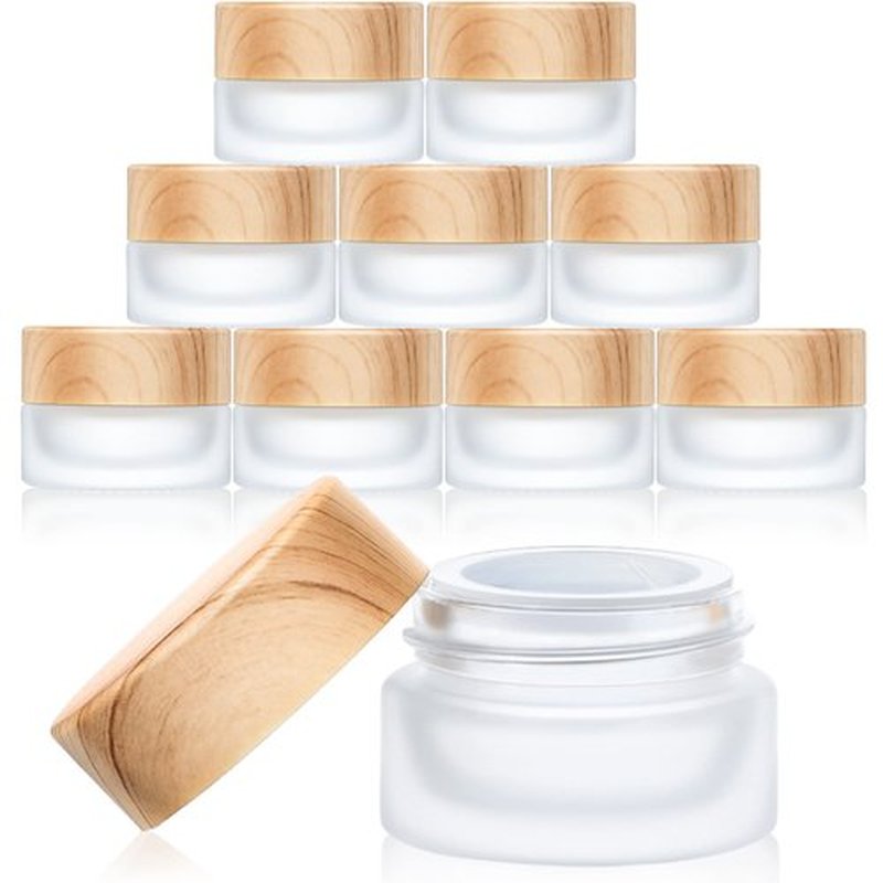 Geiserailie Glass Cosmetic Containers Empty Sample Jars with Leak Proof Lids Makeup Sample Containers for Lotion Cream Cosmetic (10 Pieces,50 Gram)