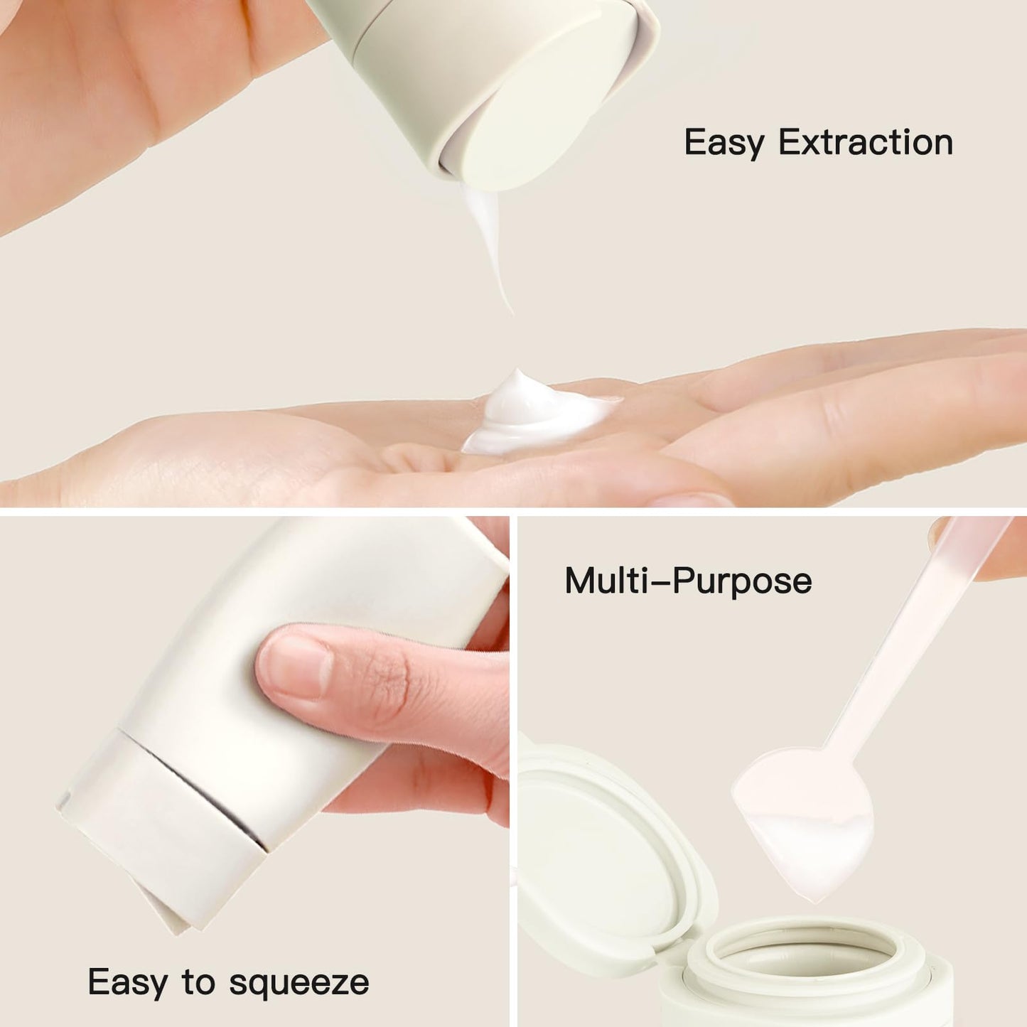 Travel Bottles for Toiletries, 5 Pack Travel Size Containers, TSA Approved Leak Proof Refillable Portable Travel Toiletry Bottles Set with Clear Toiletry Bag for Shampoo Conditioner, Lotion (White)